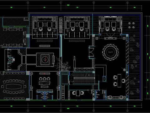  休闲会所 茶馆cad平面图 