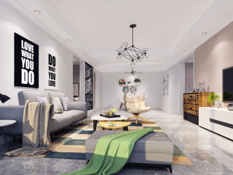  虹桥花苑现代客餐厅卧室CAD施工图 