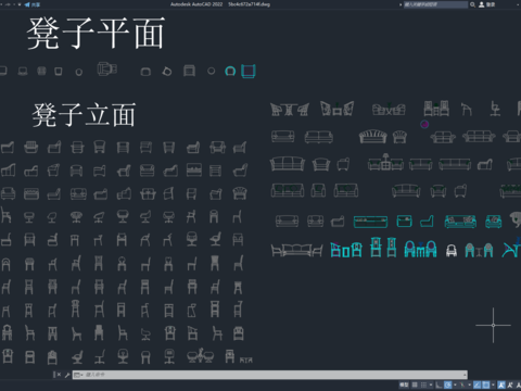  凳子平立面cad图库 