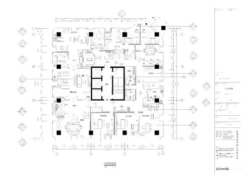  西安富力地产办公cad施工图 