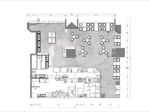  200㎡烘焙甜品店cad平面图 