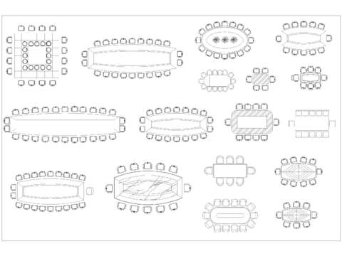  会议桌椅cad图库 