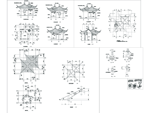  套亭古建筑完整CAD节点大样 