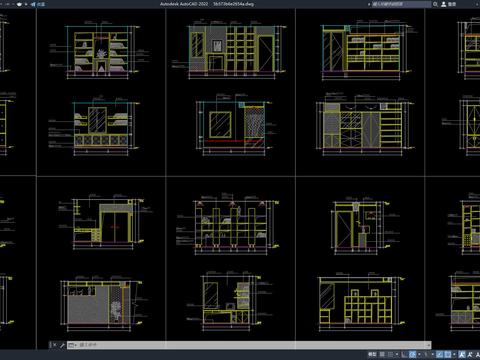  CAD书柜立面模块 书柜 柜子 储物柜cad图库 
