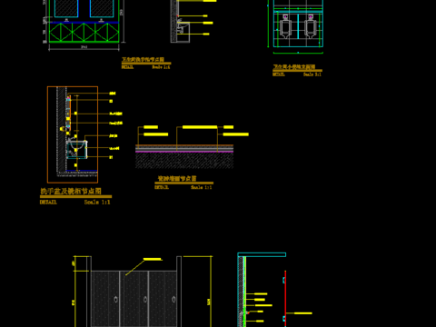  卫生间蹲坑小便池 洗手盆节点大样 