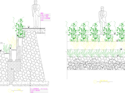 毛石挡土墙CAD节点大样 