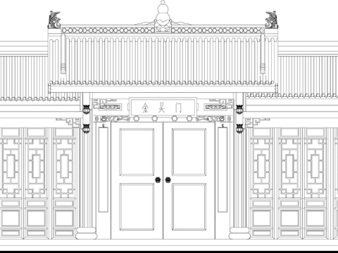  民居门建筑CAD立面结构图 