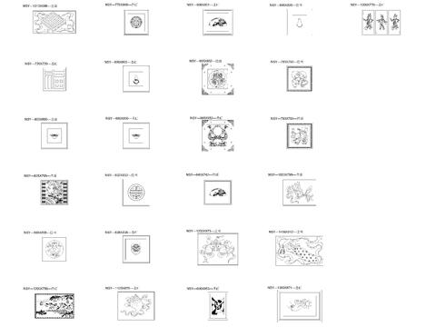  中式传统风格挂画立面cad图库 