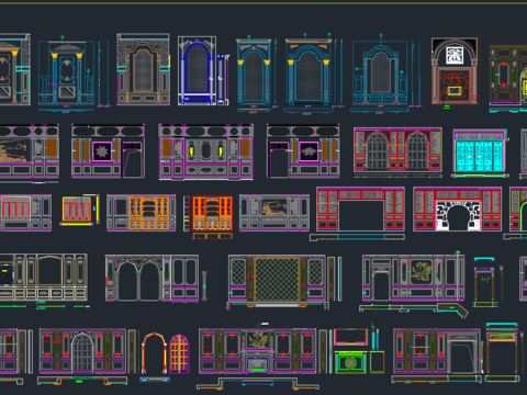  整木家居客厅餐厅背景墙CAD图库 