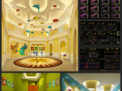  幼儿园室内设计装修图CAD图库 