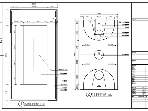  各类标准球场详图，篮球场，网球场cad图库 