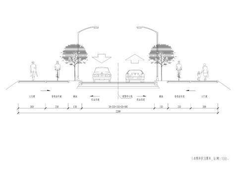  道路标准横断面图节点大样 