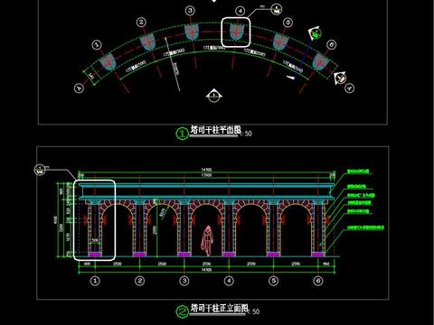  欧式亭廊设计cad施工图 