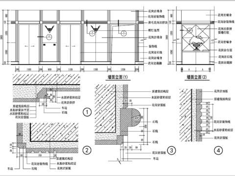  电梯厅石材饰面装饰墙节点大样 