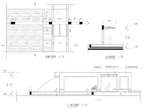  景墙立面剖面节点cad大样图 