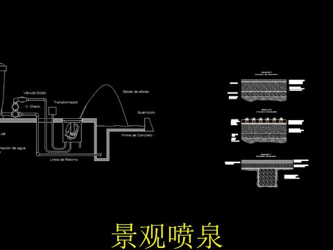  景观喷泉cad图库 