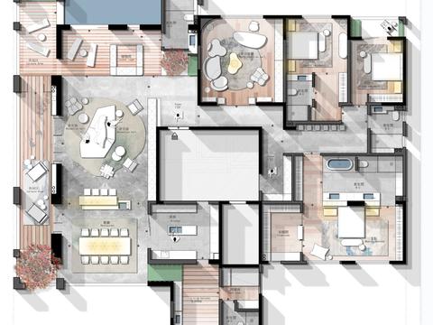  500平别墅cad平面图 