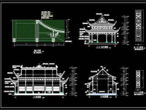  古塔建筑cad施工图 