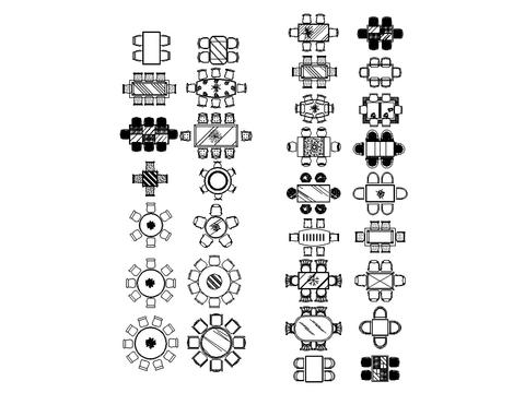  餐桌椅cad图库 