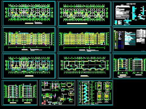  多层住宅楼建筑外观室内平面规划cad施工图 