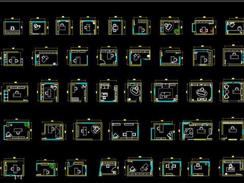  书房布局cad图库 