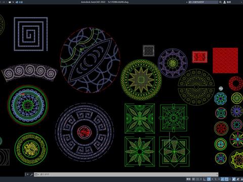  地面拼花模型 地面拼花 地砖花纹cad图库 