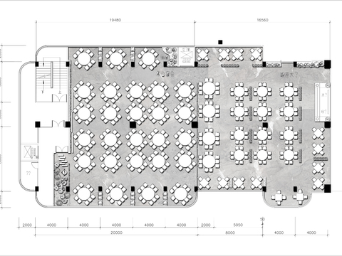  700㎡酒店宴会厅cad平面图 