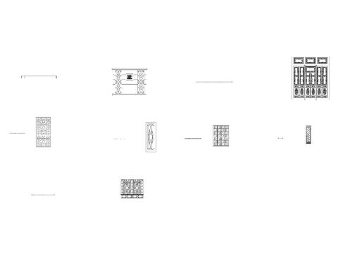  中式古典镂空纹理隔断 屏风cad图库 