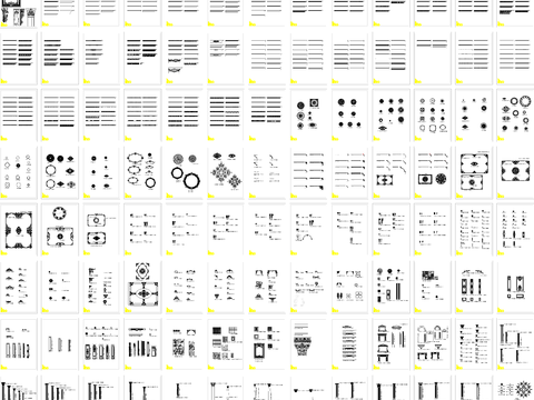  法式石膏线雕花CAD图库 