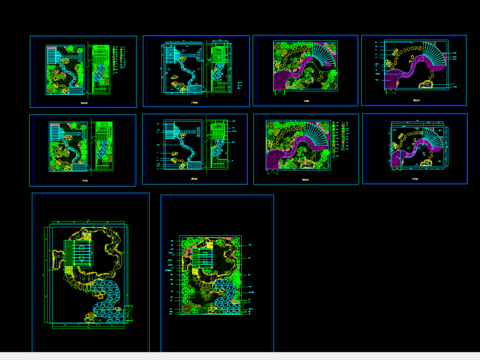  花园庭院景观绿化cad平面图 