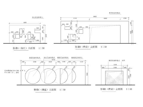  景墙立面剖面节点cad大样图 