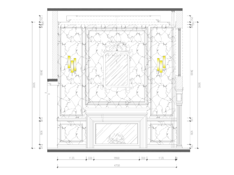  欧式家装构件 背景墙 线脚 壁炉CAD施工图 