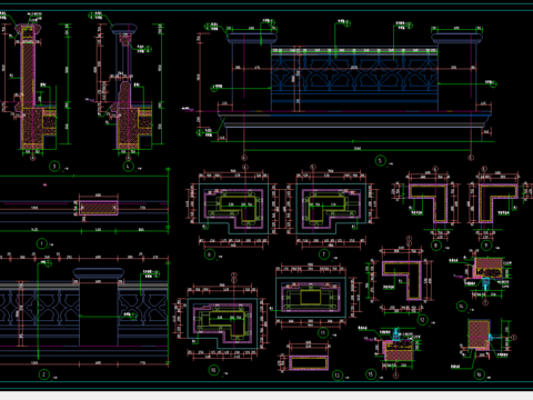  某别墅区石材栏杆节点图 