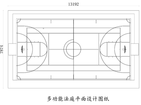  多功能法庭平面设计CAD施工图 