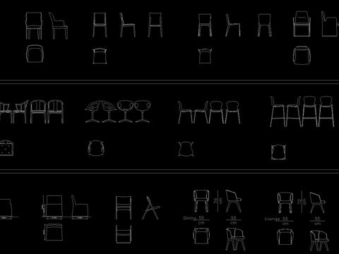  2021餐椅平立面CAD图库 