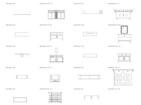  中式带抽屉边柜平面图cad图库 