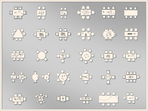  幼儿园儿童桌椅餐桌CAD图库 