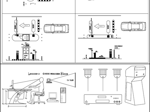  安防监控LED摄像头电脑CAD图库 