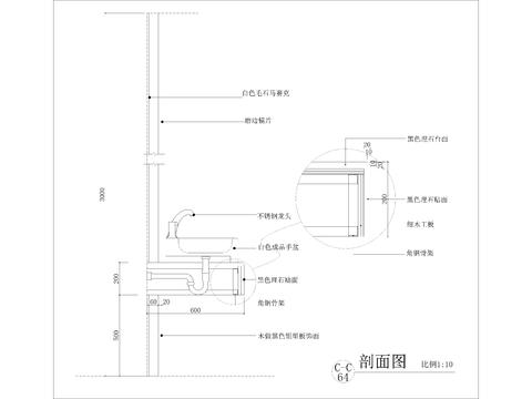  洗手盆节点大样图 