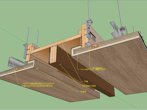  木饰面与茶镜相接cad节点图 