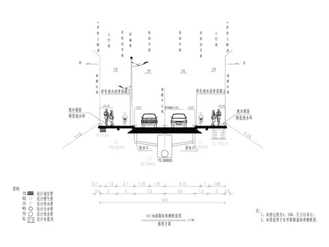  市政道路海绵城市标准横断面cad大样图 