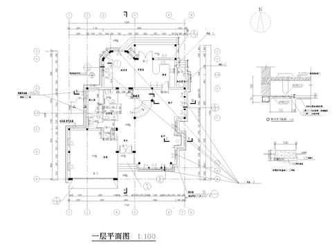  法式三層別墅cad施工圖 