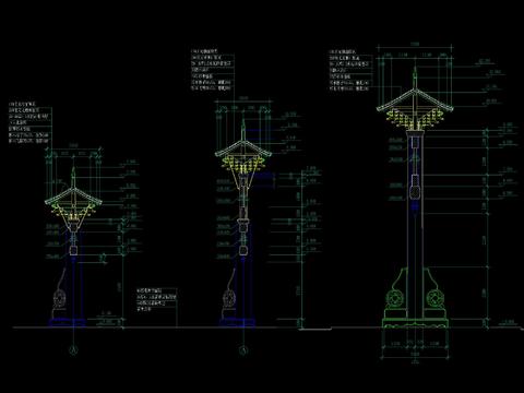  中式木质雕花牌坊CAD节点大样 