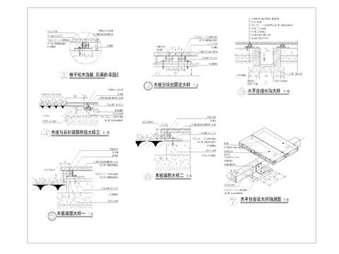 实木平台木龙骨做法cad大样图 