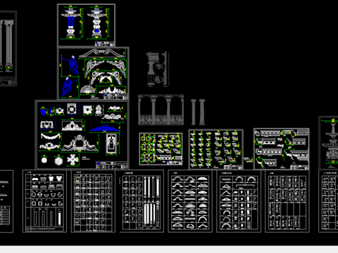  欧式施工构件cad图库 