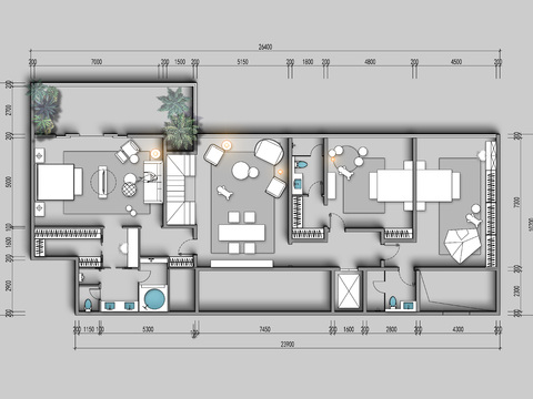  顶跃别墅CAD平面方案 