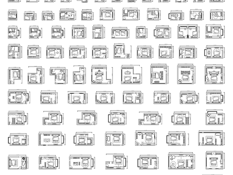  现代卧室布局cad图库 