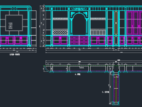  全屋定制酒柜cad图库 