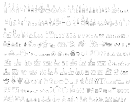  酒瓶酒杯CAD施工图 