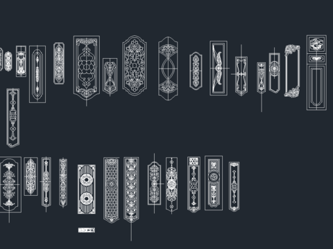  中式柜门雕花cad图库 